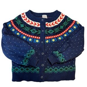 Hanna Andersson Holiday Fair Isle Cardigan sweater fairisle thick knit 120/ 6-7